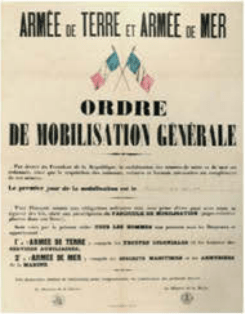 French poster of 1914 announces general mobilization including requisitioning of animals and vehicles for service with the military