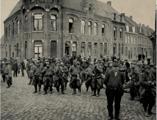 battle of ypres - French soldiers in Ypres, October 1914. First Ypres was a genuinely Allied battle, involving the French, British and Belgian armies.